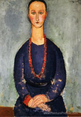 Femme avec un collier rouge Femme avec un collier rouge
