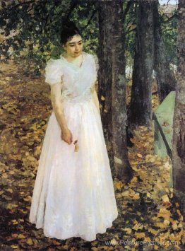 Automne.young femme dans un jardin Automne.young femme dans un jardin