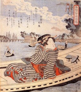 Femme dans un bateau sur la rivière Sumida Femme dans un bateau sur la rivière Sumida