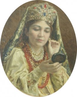 Jeune femme regardant dans un miroir Jeune femme regardant dans un miroir