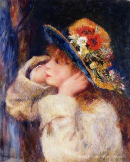 Jeune fille dans un chapeau décoré de fleurs sauvages Jeune fille dans un chapeau décoré de fleurs sauvages