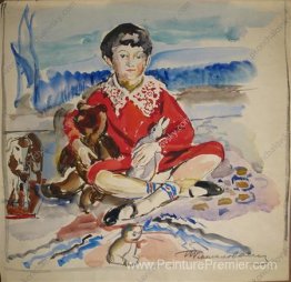 Fille assise. Croquis du portrait de Kamushka Benediktova. Fille assise. Croquis du portrait de Kamushka Benediktova.