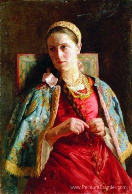 Portrait de la jeune femme en costume russe Portrait de la jeune femme en costume russe