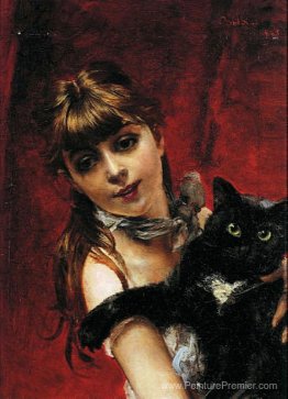 Fille avec chat noir Fille avec chat noir
