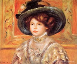 Jeune femme dans un chapeau bleu Jeune femme dans un chapeau bleu