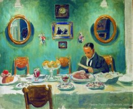 Portrait de M.V. Dobuzhinsky à la table Portrait de M.V. Dobuzhinsky à la table