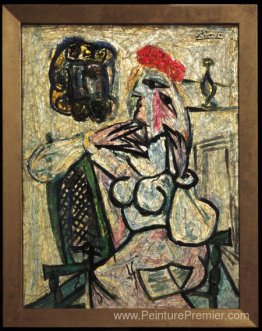 Femme assise avec un chapeau rouge Femme assise avec un chapeau rouge