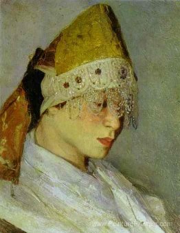Une fille avec Kokoshnik (coiffe de femme dans la vieille Russie Une fille avec Kokoshnik (coiffe de femme dans la vieille Russie
