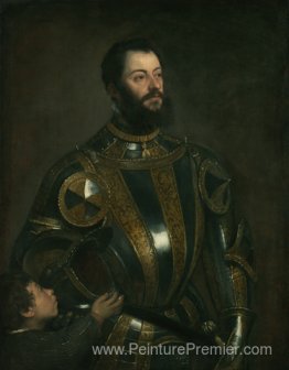 Portrait d'Alfonso D`avalos, en armure avec une page Portrait d'Alfonso D`avalos, en armure avec une page