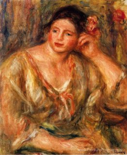 Madeleine se penchant sur son coude de fleurs dans ses cheveux Madeleine se penchant sur son coude de fleurs dans ses cheveux