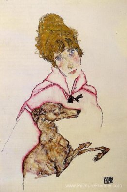 Femme avec Greyhound (Edith Schiele) Femme avec Greyhound (Edith Schiele)