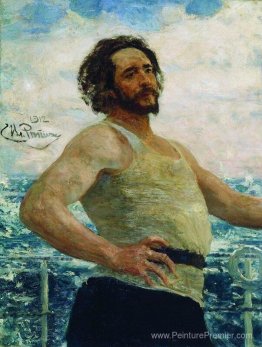 Portrait de l'écrivain Leonid Nikolayevich Andreyev sur un yacht Portrait de l'écrivain Leonid Nikolayevich Andreyev sur un yacht
