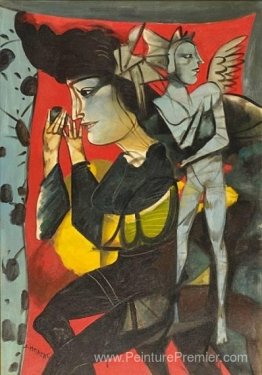 Figure féminine avec un ange Figure féminine avec un ange