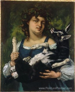 La fille du village avec un chèvre La fille du village avec un chèvre
