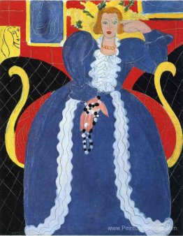 Femme en bleu, ou la grande robe bleue et mimosas Femme en bleu, ou la grande robe bleue et mimosas