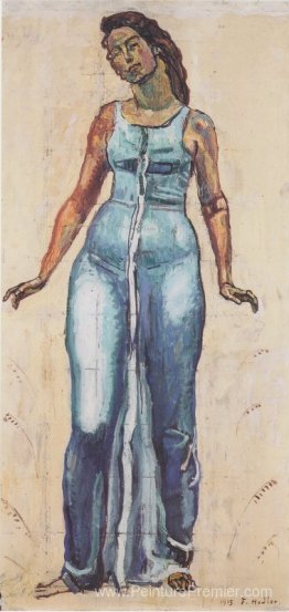 Figure féminine debout dans une robe bleue Figure féminine debout dans une robe bleue