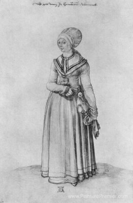 Femme Nuremberg en robe de maison Femme Nuremberg en robe de maison