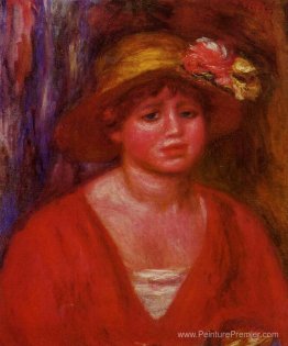 Buste d'une jeune femme dans un chemisier rouge Buste d'une jeune femme dans un chemisier rouge