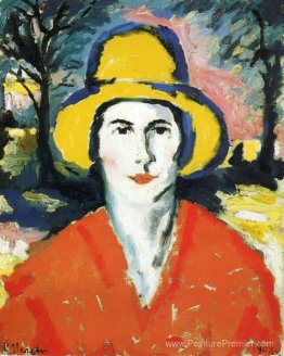 Portrait de femme en chapeau jaune Portrait de femme en chapeau jaune