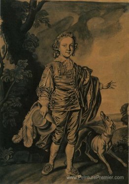 Garçon avec un chapeau à plumes et des lévriers Garçon avec un chapeau à plumes et des lévriers