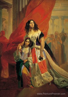 Portrait de la comtesse Yu. P. Samoilova et sa salle Amacilia Pa Portrait de la comtesse Yu. P. Samoilova et sa salle Amacilia Pa