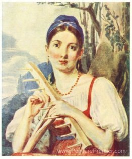 Une paysanne avec un râteau Une paysanne avec un râteau