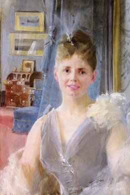 Portrait d'Edith Palgrave Edward dans sa résidence londonienne Portrait d'Edith Palgrave Edward dans sa résidence londonienne