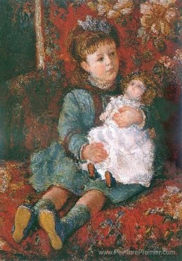 Portrait de Germaine Hoschede avec une poupée Portrait de Germaine Hoschede avec une poupée