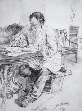 Leo Tolstoy travaillant à la table ronde Leo Tolstoy travaillant à la table ronde