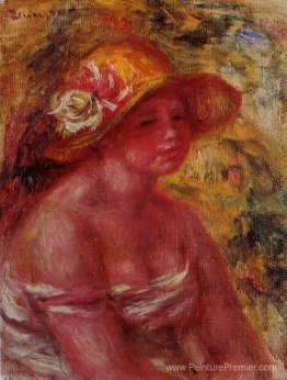 Buste d'une jeune fille portant un chapeau de paille Buste d'une jeune fille portant un chapeau de paille