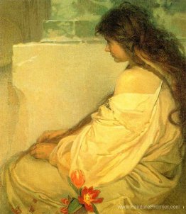 Fille aux cheveux lâches et tulipes Fille aux cheveux lâches et tulipes