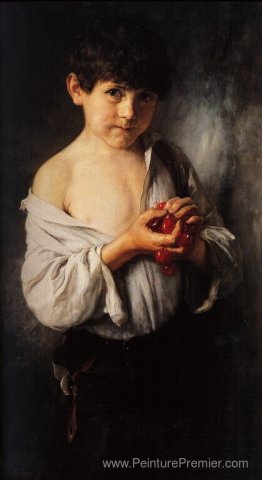 Garçon avec des cerises Garçon avec des cerises
