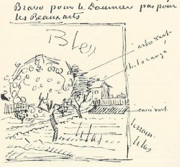 Verger et maison avec toit orange Verger et maison avec toit orange