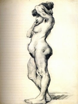 Femme debout nue vue de côté Femme debout nue vue de côté