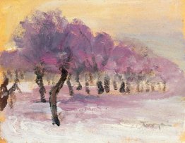 Paysage d'hiver avec des lumières violettes Paysage d'hiver avec des lumières violettes