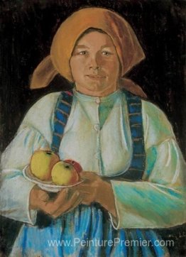Jeune femme gardant des pommes Jeune femme gardant des pommes