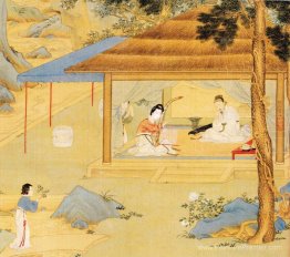 Joueur de Konghou dans un pavillon Joueur de Konghou dans un pavillon