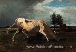 Vache chassée par un chien Vache chassée par un chien