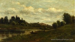Pêcheur sur les rives de la rivière Pêcheur sur les rives de la rivière