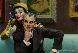 Dans The Art Gally, illustration cosmopolite, février 1950 Dans The Art Gally, illustration cosmopolite, février 1950