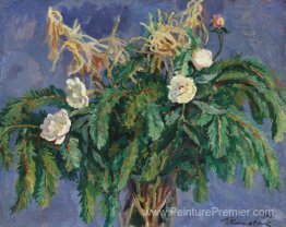 Nature morte. Peonies et branches d'épinette. Nature morte. Peonies et branches d'épinette.