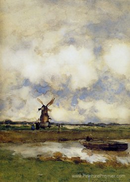 Homme dans un bateau dans un canal Homme dans un bateau dans un canal