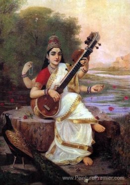 Peinture de la déesse Saraswati Peinture de la déesse Saraswati