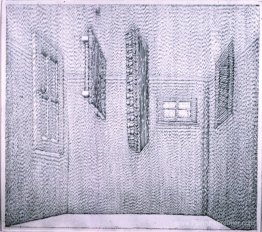 Porte, miroir, table, panier, tapis, fenêtre Porte, miroir, table, panier, tapis, fenêtre