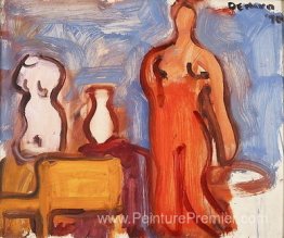Intérieur de studio avec torse, vase, chaise et nu Intérieur de studio avec torse, vase, chaise et nu