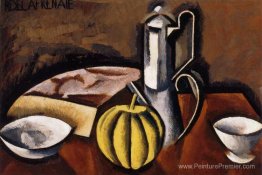 Nature morte avec cafetière et melon Nature morte avec cafetière et melon