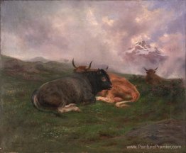 Bovins au repos sur une colline dans les Alpes 1885 Bovins au repos sur une colline dans les Alpes 1885