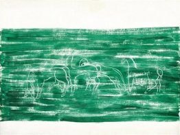 Chevaux dans un paysage vert Chevaux dans un paysage vert