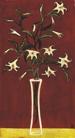 Vase de lys avec terre rouge Vase de lys avec terre rouge