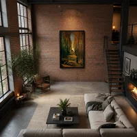 Avenue de peupliers au coucher du soleil — Loft moderne